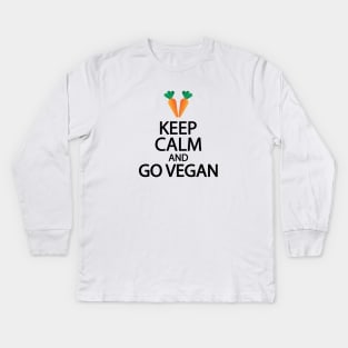 Keep calm and go vegan Kids Long Sleeve T-Shirt